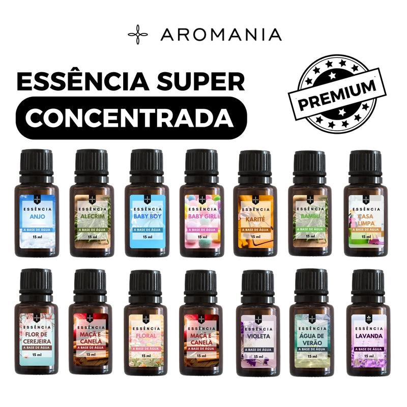 Kit 5 Essências Para Difusor Aromatizador e Umidificador de Ambiente Hidrossolúvel 15ml