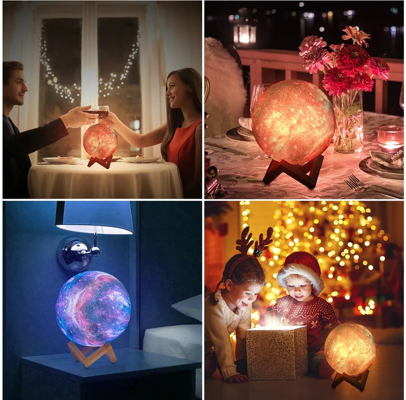 Ilumine Sua Noite com a Luminária 3D Starry Sky Moon Lamp!