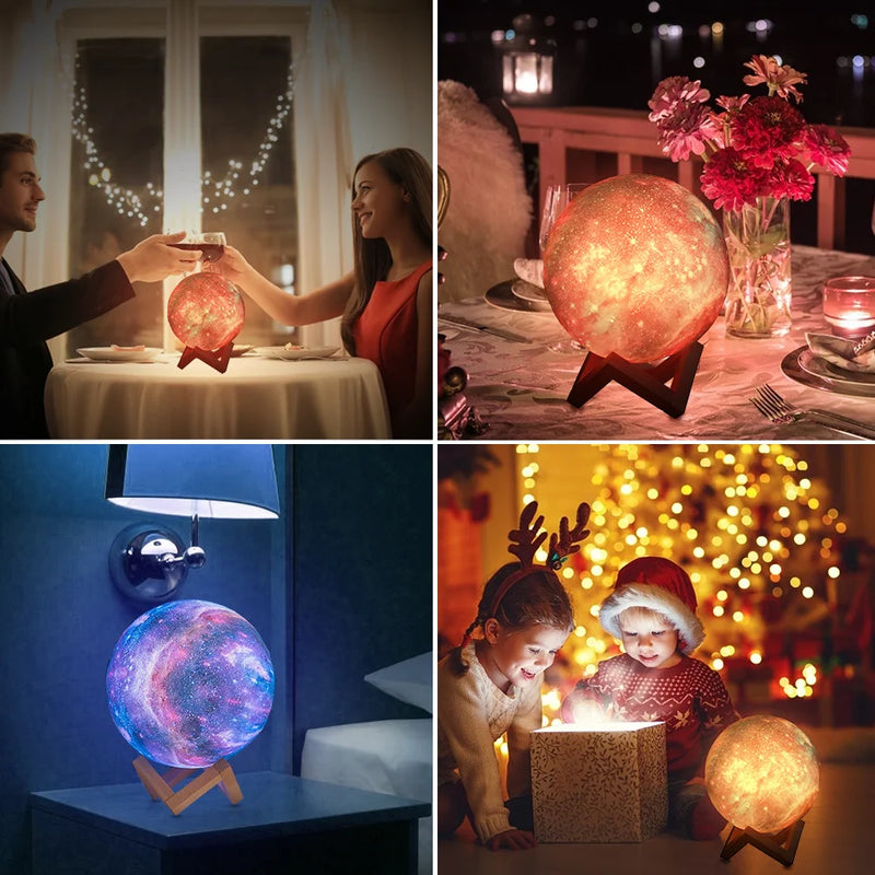 Ilumine Sua Noite com a Luminária 3D Starry Sky Moon Lamp!