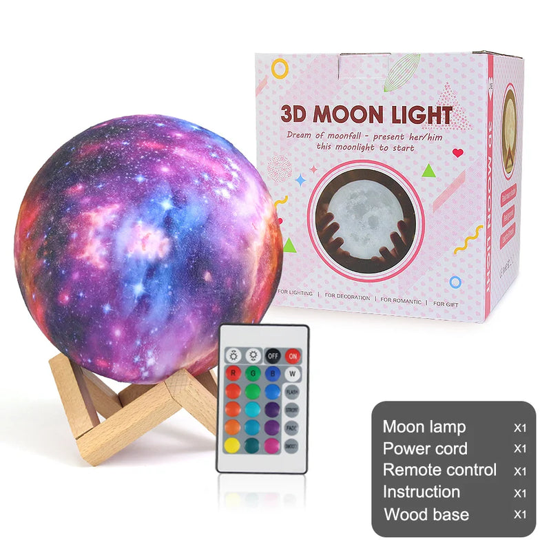 Ilumine Sua Noite com a Luminária 3D Starry Sky Moon Lamp!