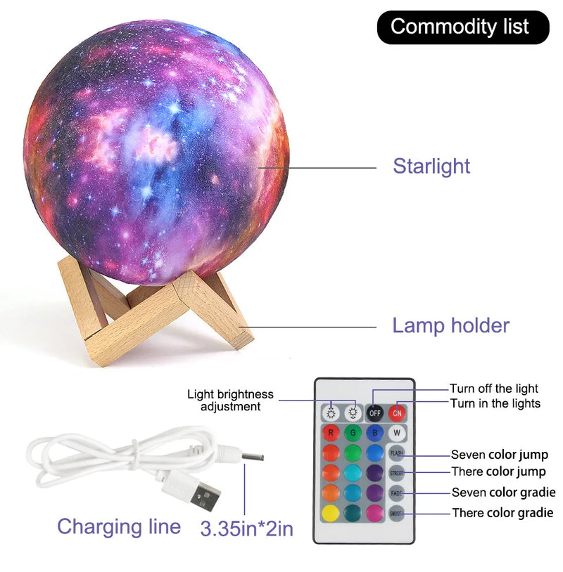 Ilumine Sua Noite com a Luminária 3D Starry Sky Moon Lamp!