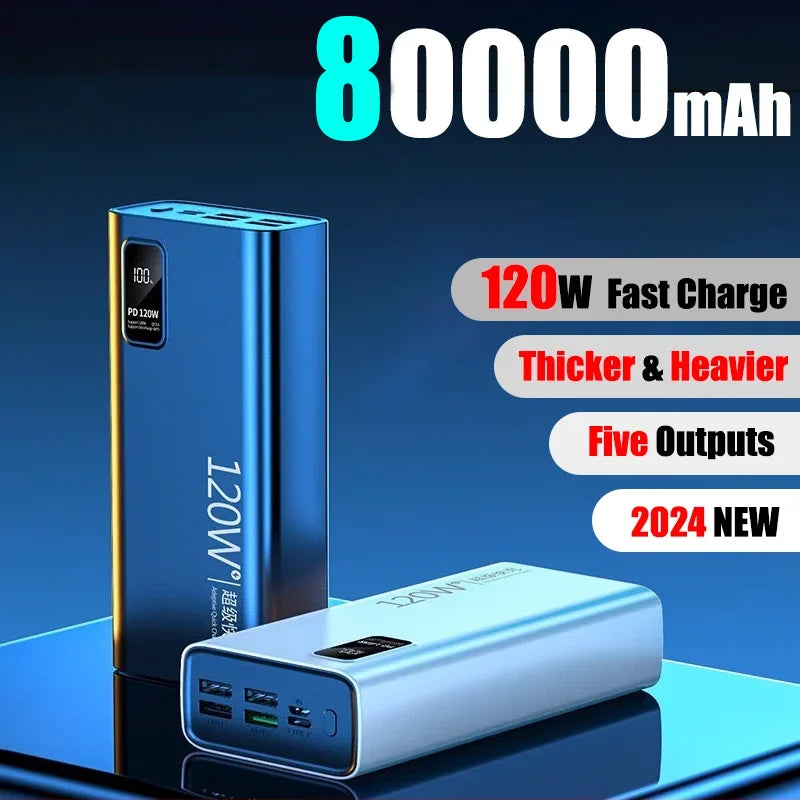 Carregador Portátil  Xiaomi 80000mAh Power Bank de alta capacidade 120W