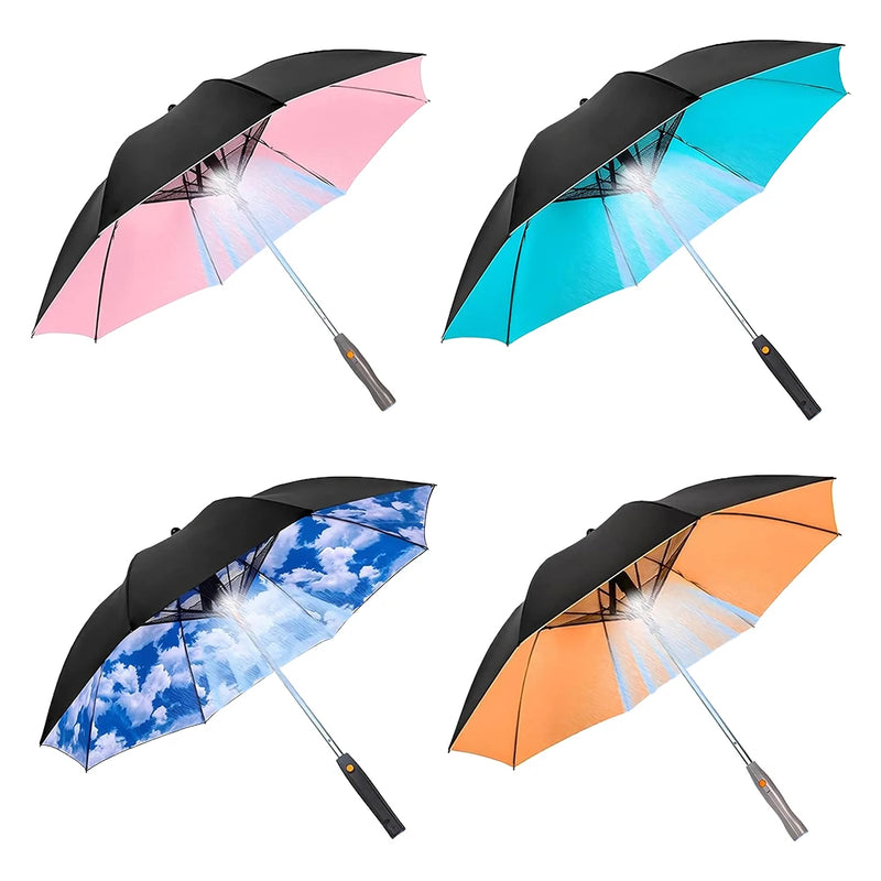 Guarda-chuva Portátil para Proteção ao Ar Livre Material Impermeável, Guarda-chuva 3 em 1 com Ventilador e Pulverizador