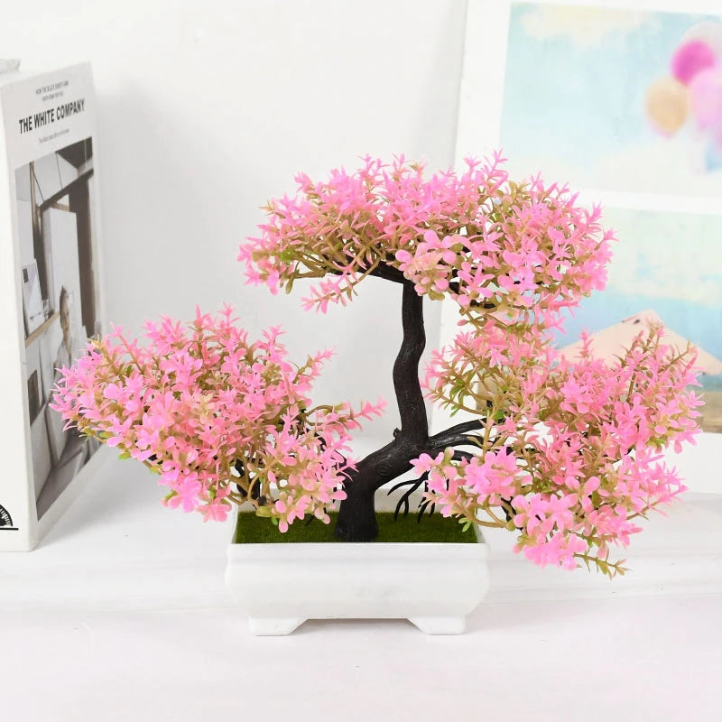 Plantas artificiais bonsai pequeno vaso de árvore