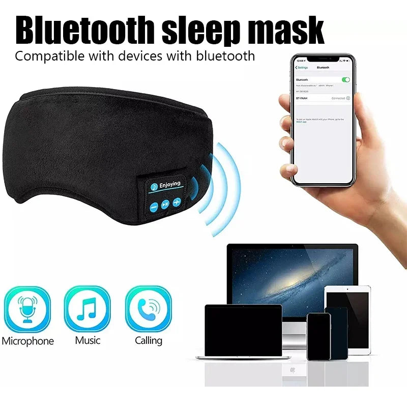 Fones de Ouvido Bluetooth para Dormir: Máscara de Olho com Faixa de Cabeça Macia e Confortável