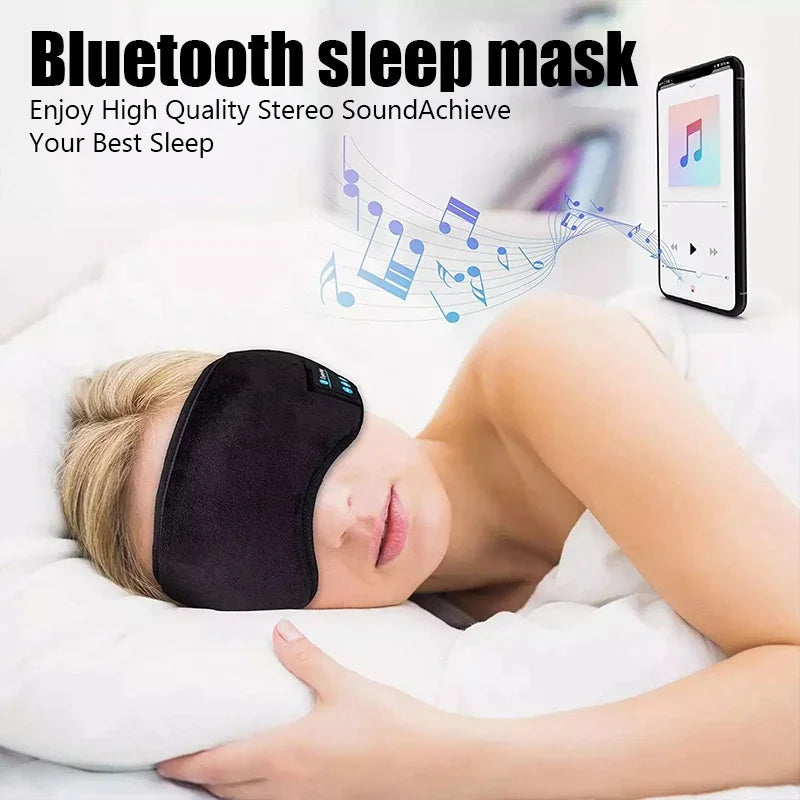 Fones de Ouvido Bluetooth para Dormir: Máscara de Olho com Faixa de Cabeça Macia e Confortável