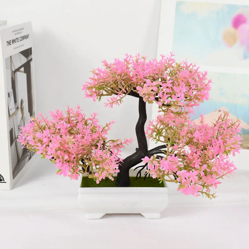 Plantas artificiais bonsai pequeno vaso de árvore