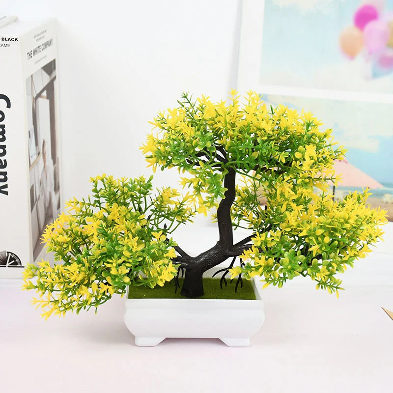 Plantas artificiais bonsai pequeno vaso de árvore