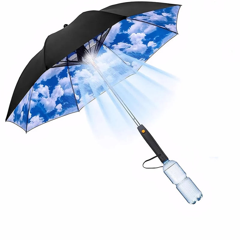 Guarda-chuva Portátil para Proteção ao Ar Livre Material Impermeável, Guarda-chuva 3 em 1 com Ventilador e Pulverizador