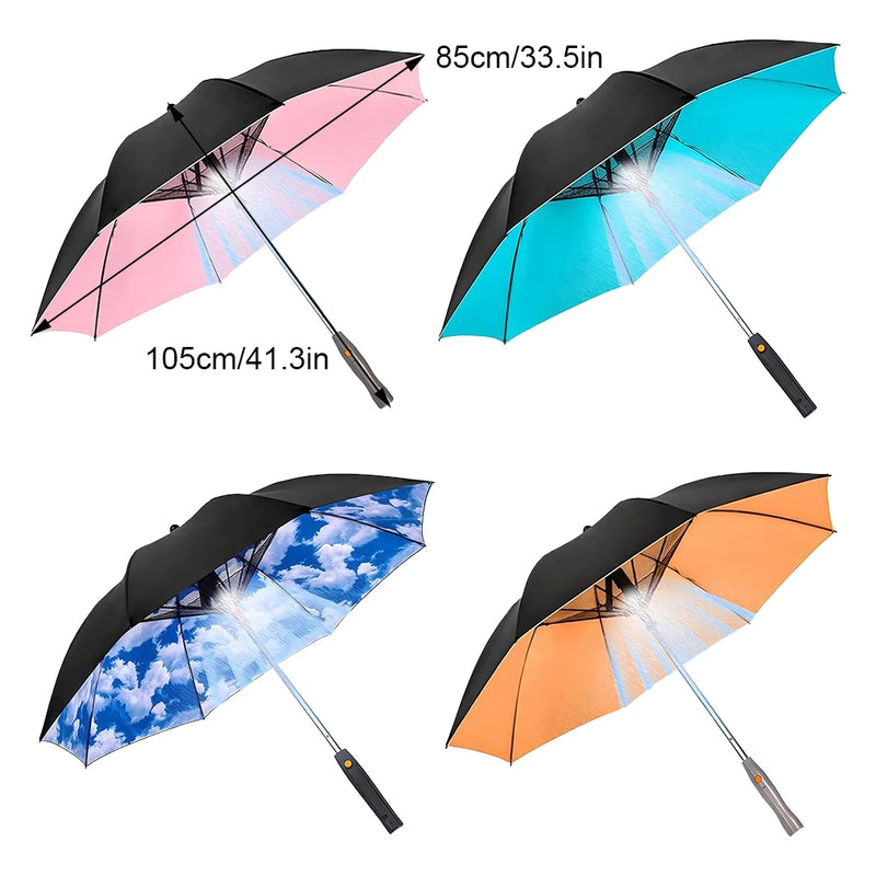 Guarda-chuva Portátil para Proteção ao Ar Livre Material Impermeável, Guarda-chuva 3 em 1 com Ventilador e Pulverizador